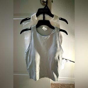 Yogalicious Women's Gray White Tank Top Duo